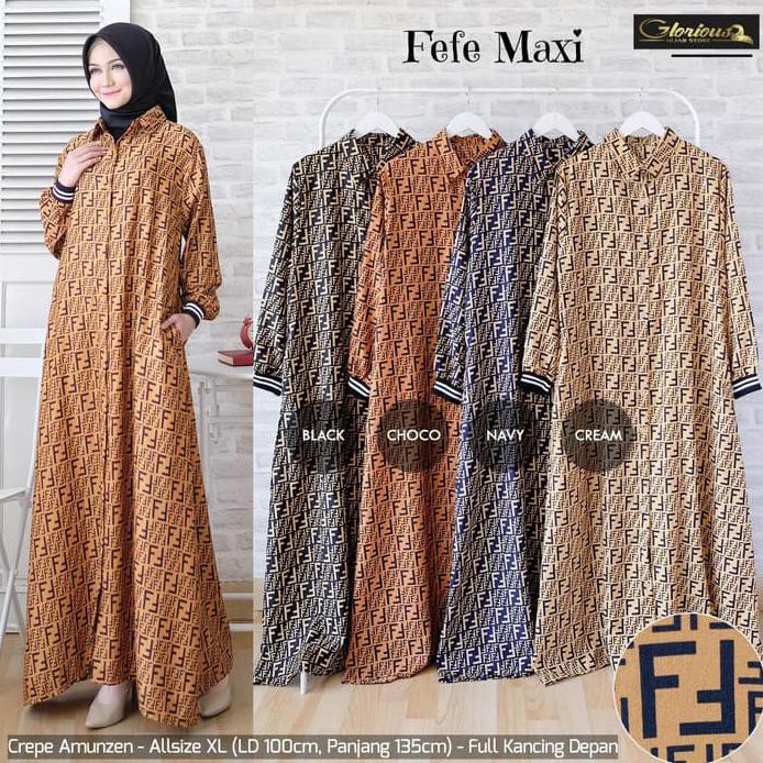 TERLARIS FEFE MAXY DRES GAMIS BAHAN CREPE BUSUI SIMPLE TERMURAH