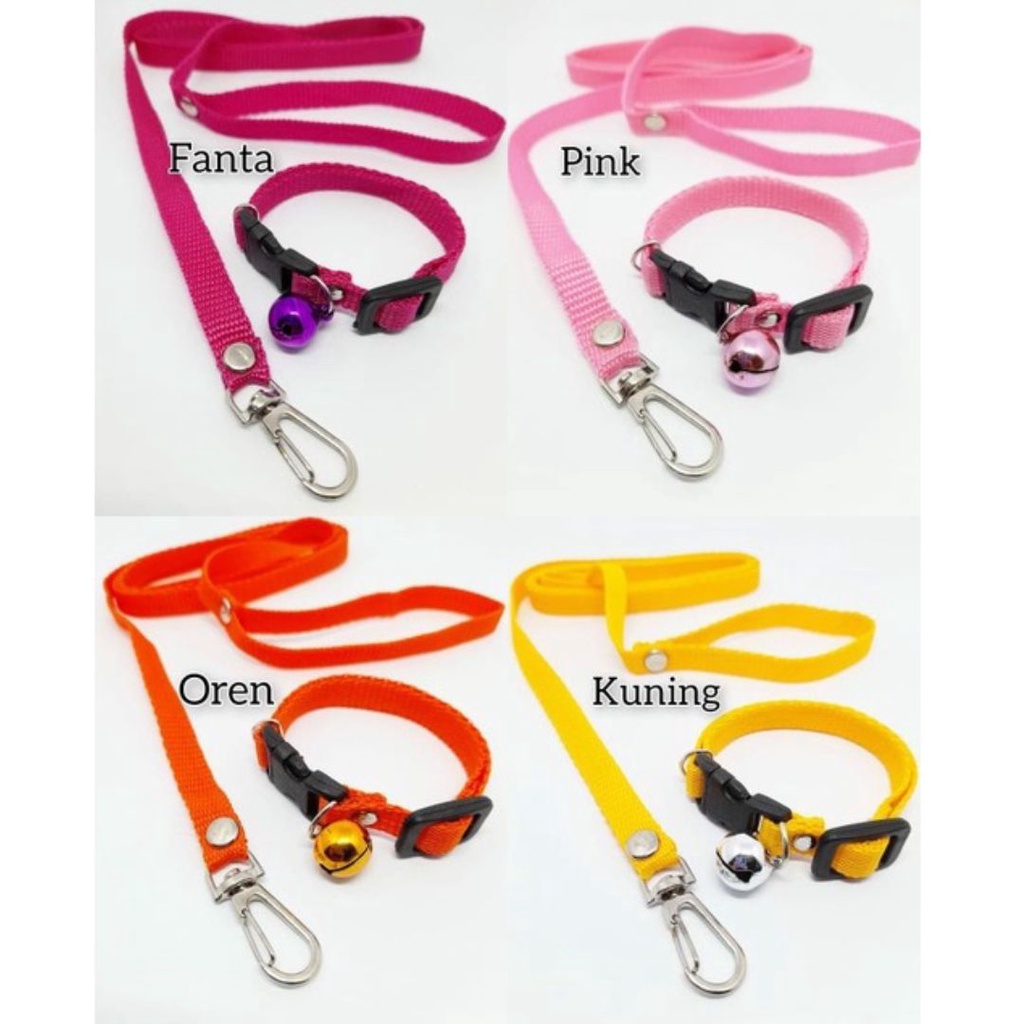 Kalung Kucing + Tali Tuntun Polos FEFARM