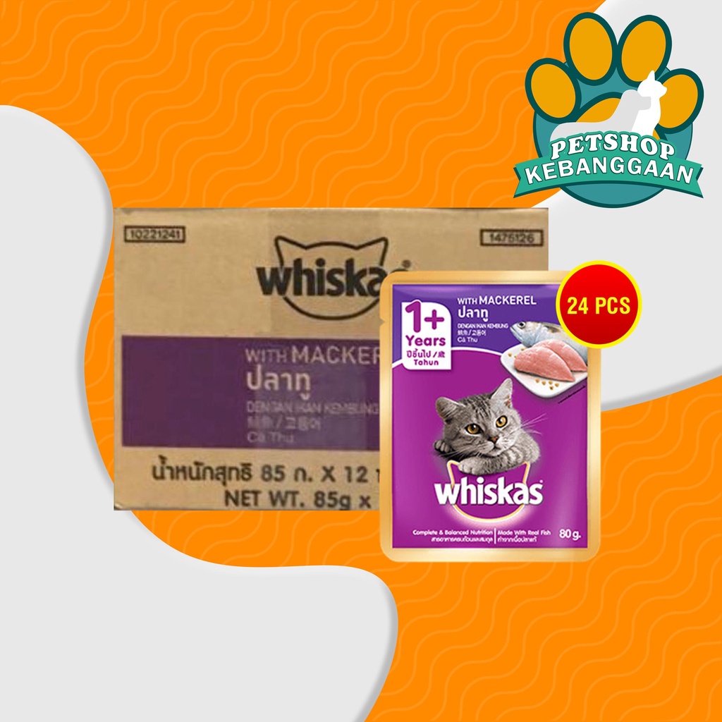 Makanan Basah Kucing Whiskas Sachet Pouch Grosir Dus isi 24 PCS 85 GR