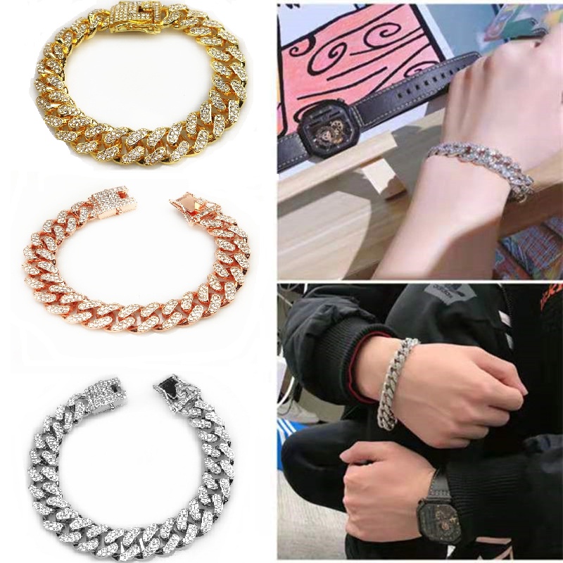 Gelang Rantai Kuba Lebar 12mm Gaya Hip Hop Untuk Pria