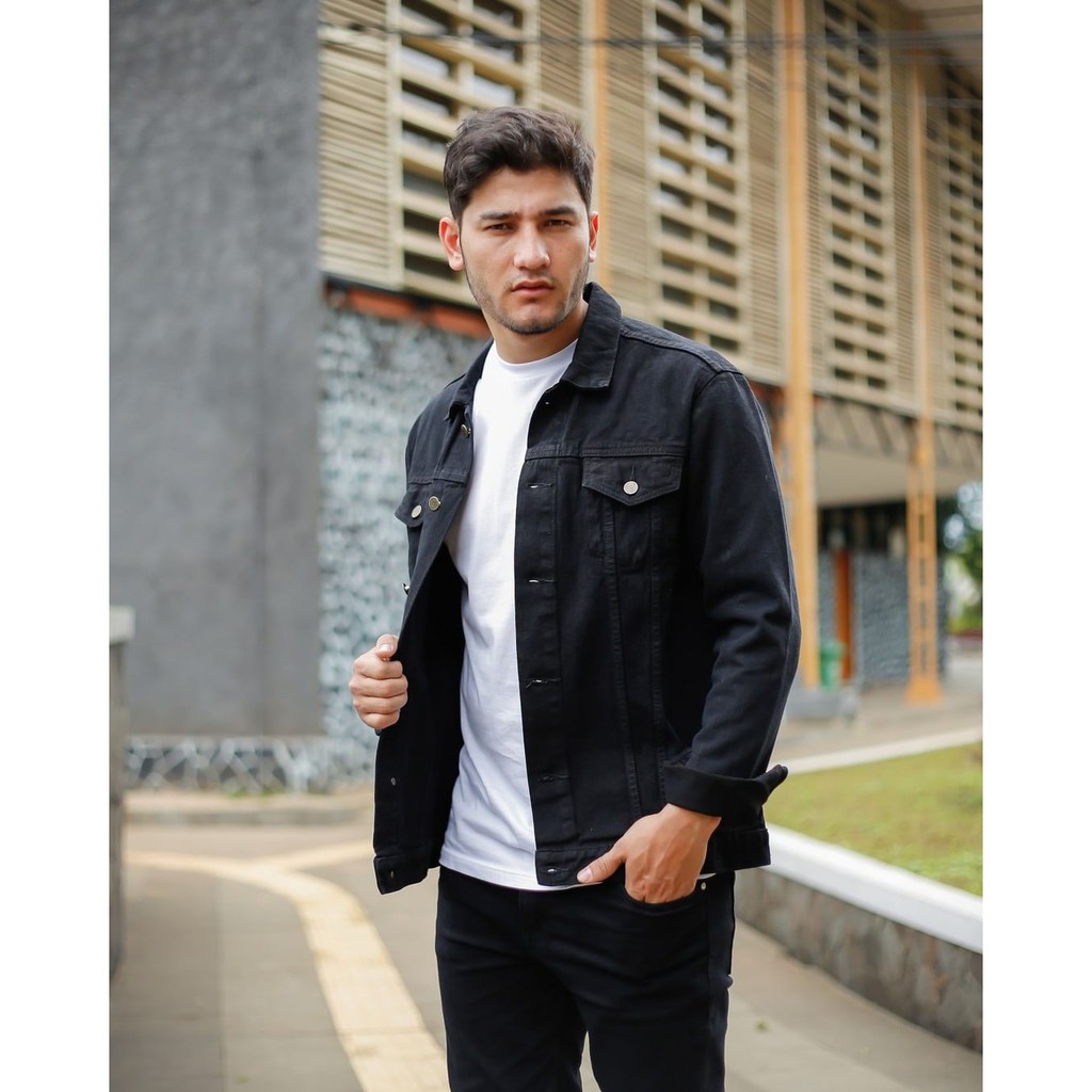 Jaket Jeans Denim Pria / Jaket Jeans Hitam Pekat (BIG SIZE JUMBO M,L,XL,XXL,XXXL)