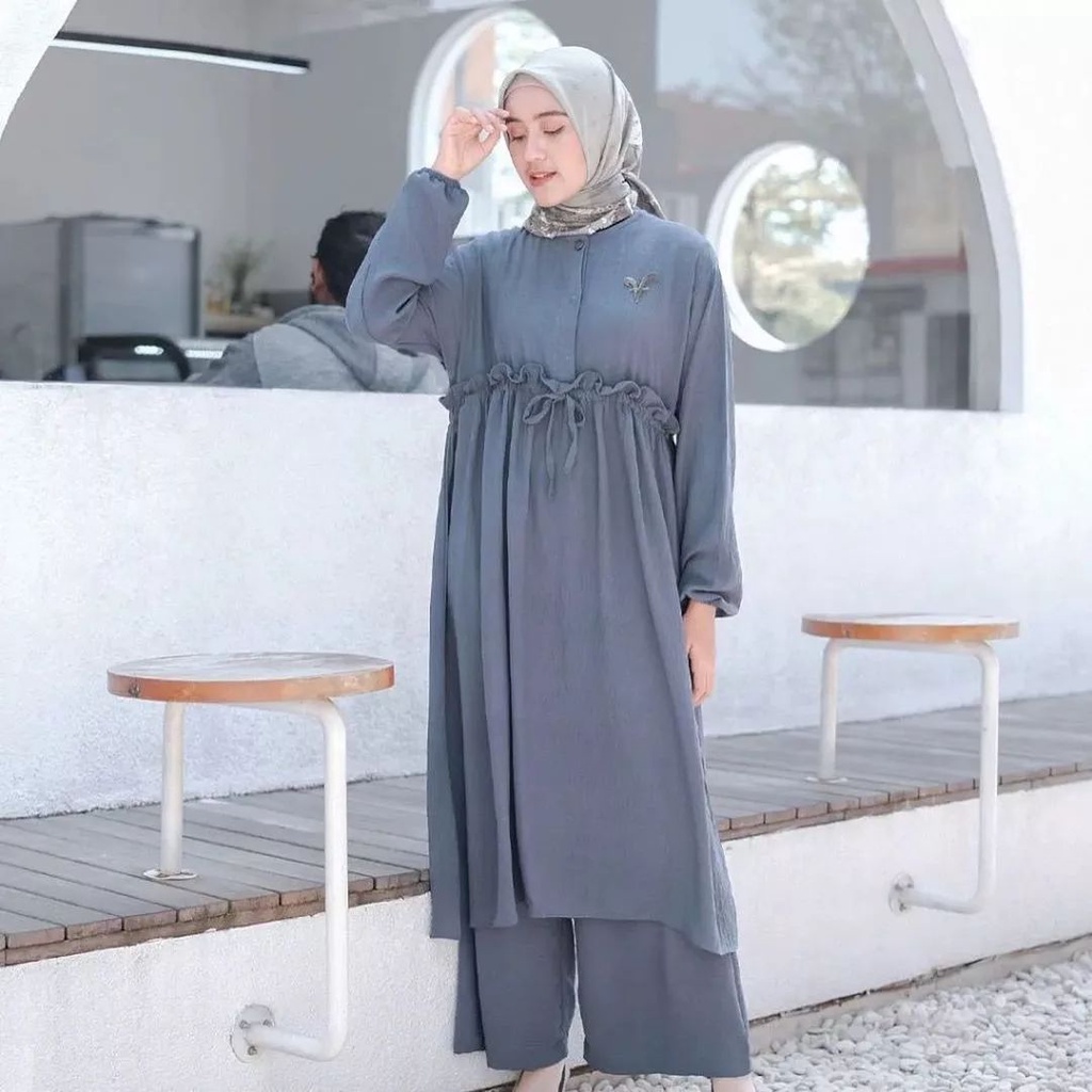 IK Salma long set fashion set baju muslim wanita dewasa set tunik+celana wanita dewasa muslim