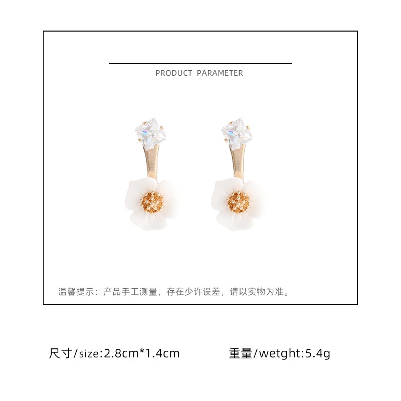 Baru Bunga anting-anting anting-anting Super Flash zirkon buatan Hari Camellia anting-anting perempu