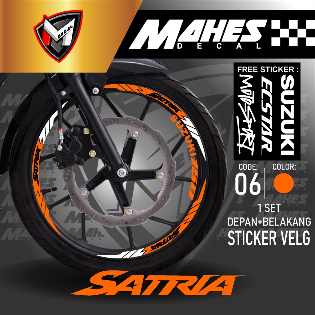 Mahes Decal - Aksesoris Stiker Cutting Sticker List Velg Motor Suzuki Satria Fu 150 Lis Pelek Velk V