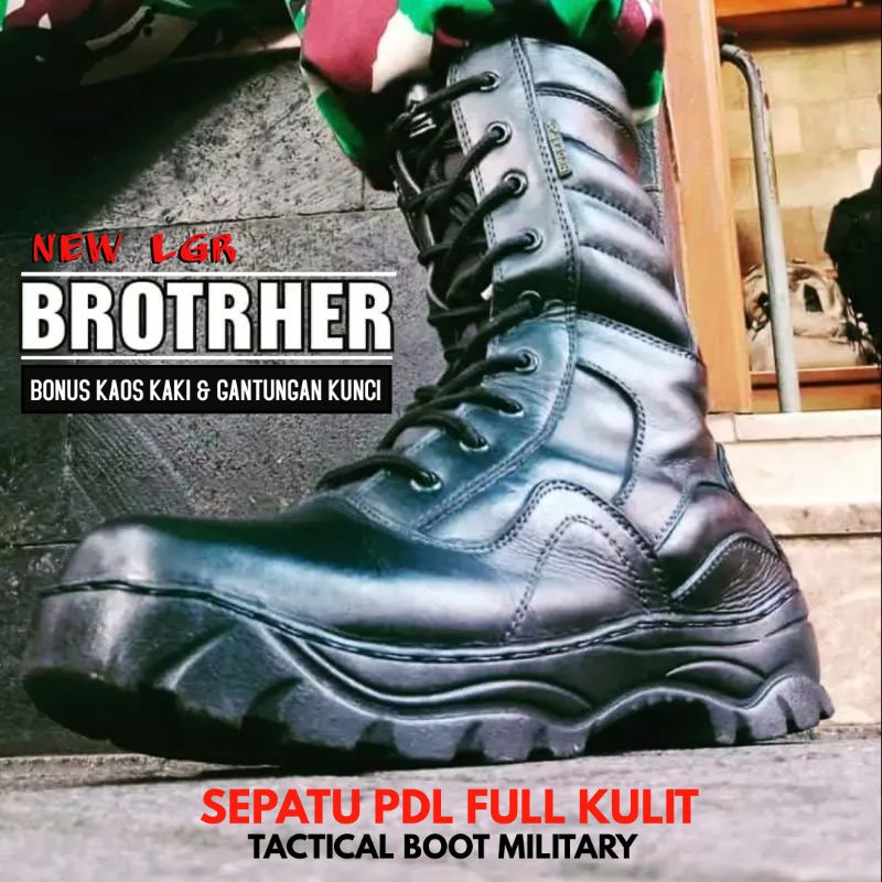 SEPATU PDL KULIT TNI POLRI TINGGI PAKAI RESLETING MERK BROTRHER