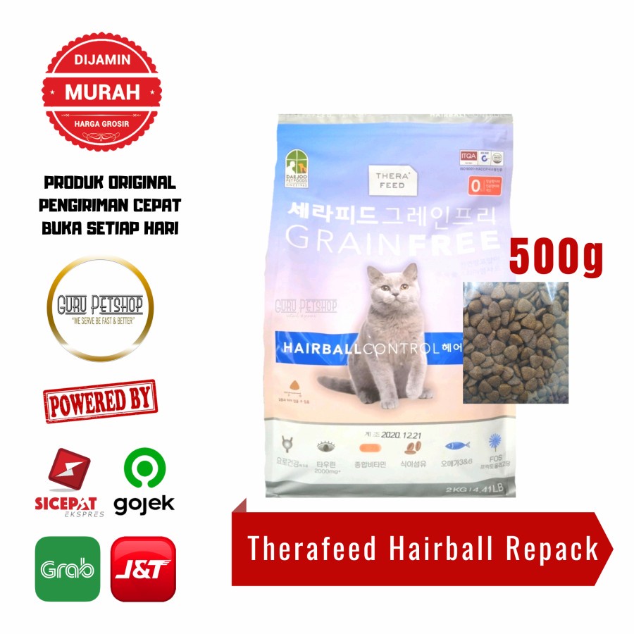 Makanan Kucing Therafeed Hairball Control 500g Grainfree