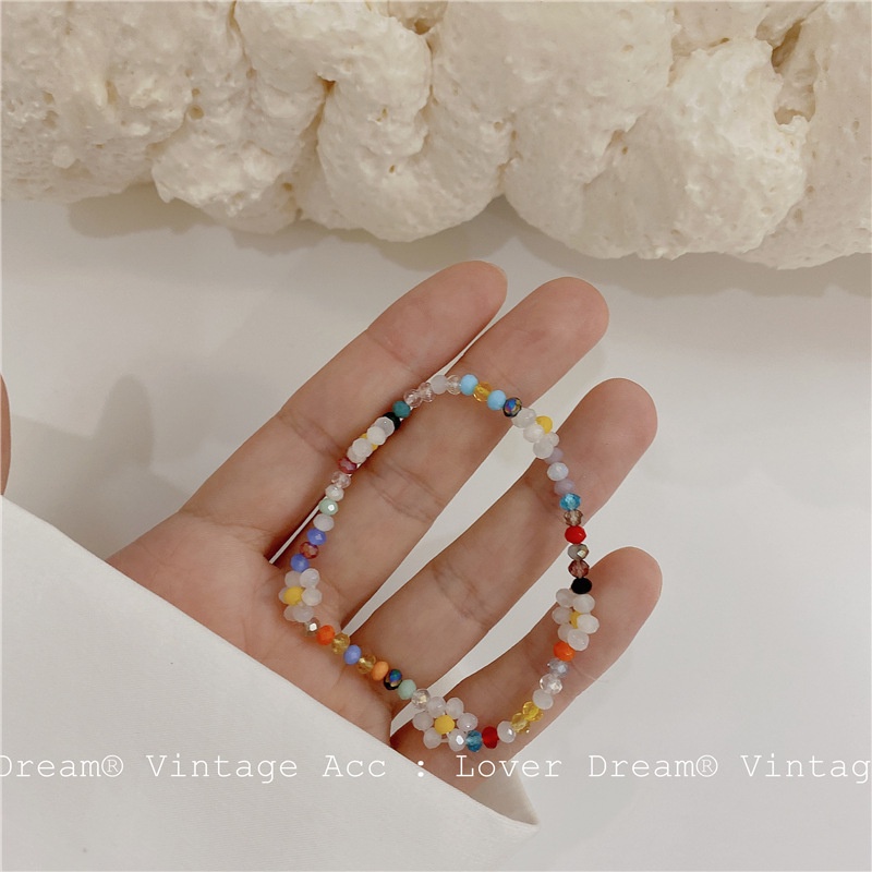 Korea Vintage Color Flower Bracelet Rainbow Crystal Daisy Bracelet