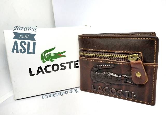 Dompet Import kulit asli pria Branded Lacoste model seleting atas