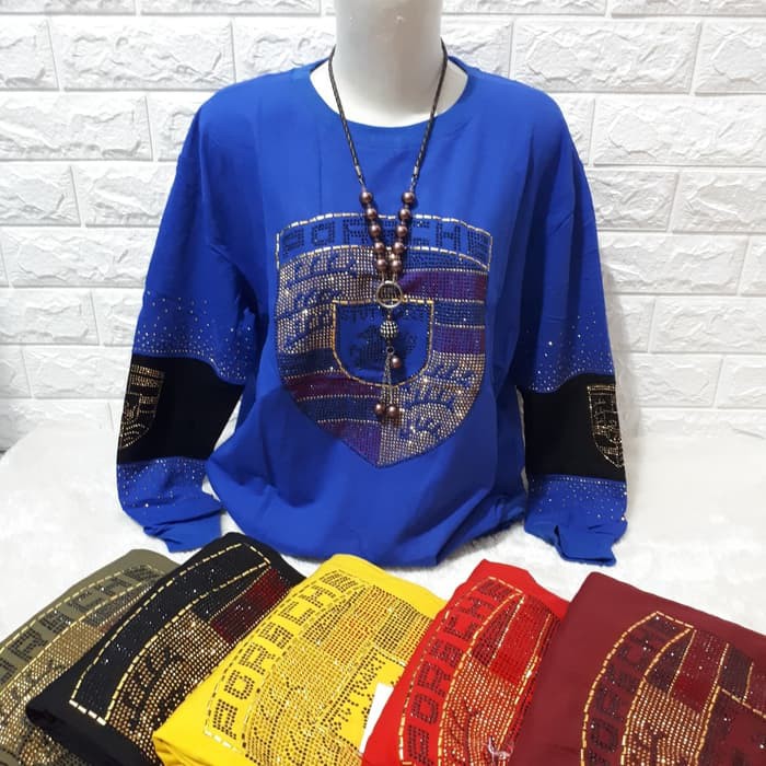 Kaos Wanita Big Size Jumbo Lengan Panjang Porche Tiffany Import XXXL