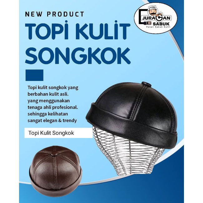 Topi Kulit Songkok Asli Garut Pria Miki Hat Leather Hat Miki Skull Cap