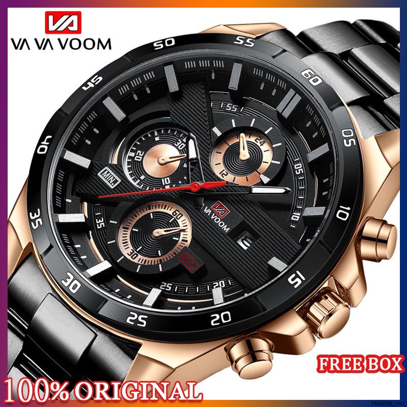 VAVAVOOM jam tangan stenless stell tahan air fashionpria aksesoris pria jam tangan pria
