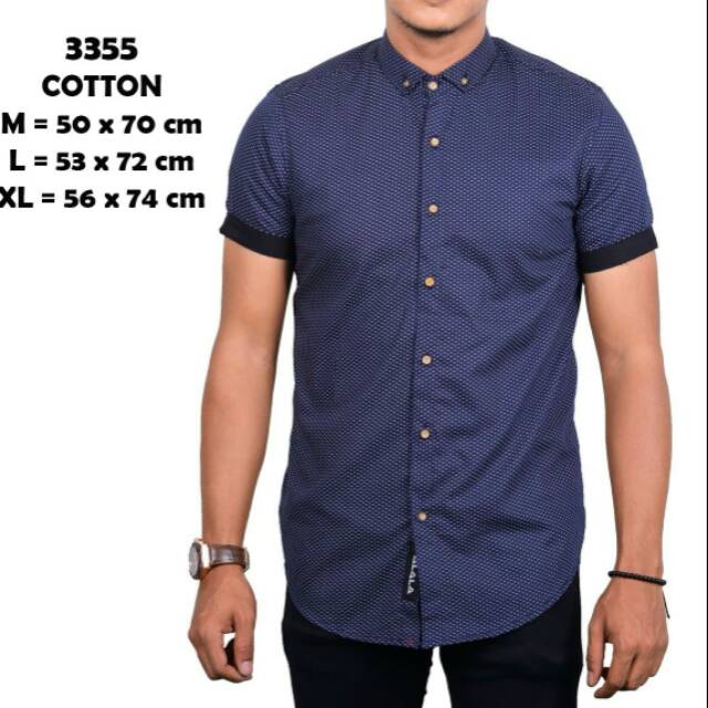 Kemeja batik lengan pendek warna biru