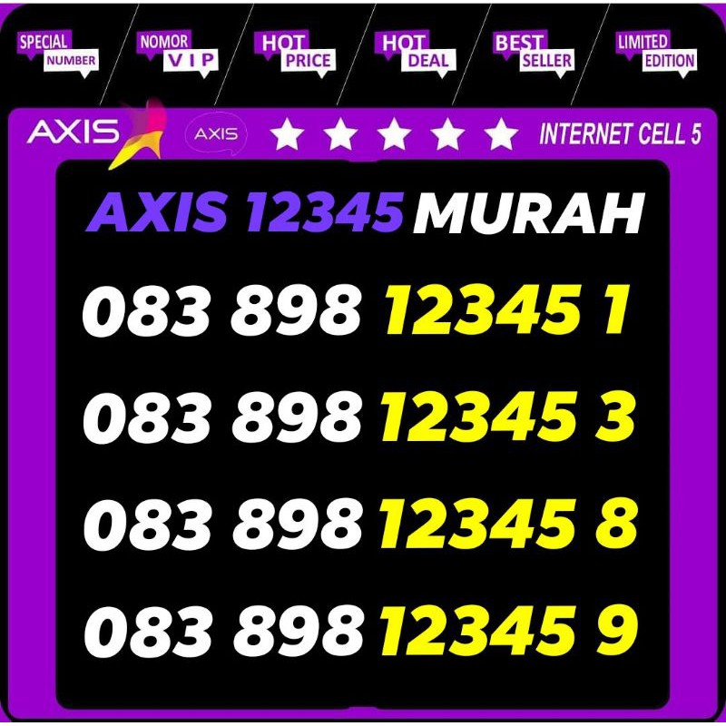 Nomor Cantik Axis Seri Naik 12345 Murah