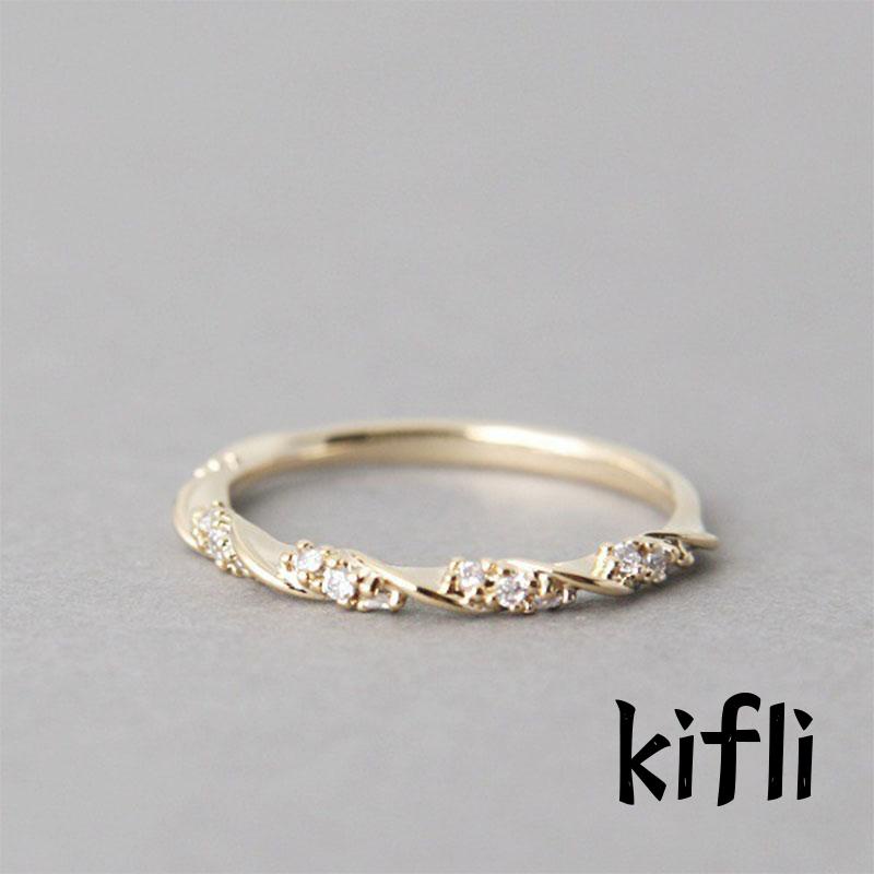 Cincin Alloy Desain,Twist Hias Kristal Berlian Berkilau,Untuk Wanita