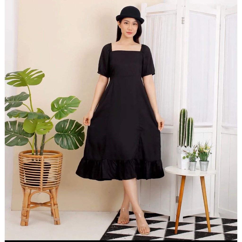 Toply Shop COD Dres vintage Bodycon Dres wanita monica