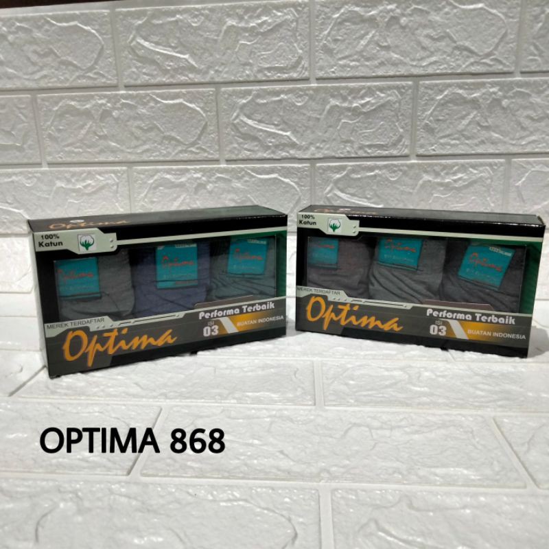 Celana Dalam Pria Dewasa Best Seller Optima 818 Kuning 828 Merah 868 Hijau Ukuran M / L / XL Sempak / CD Cowok Underwear Katun Elastis [Isi 3]