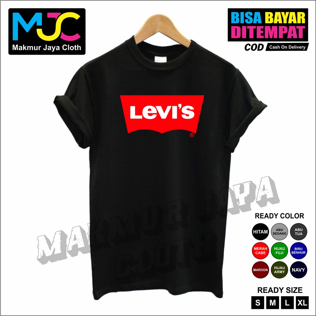 Kaos Tshirt Baju Pria Combed 30s Distro LEVIS - PREMIUM BRAND Kaos Pria Wanita Cowok Cewek Murah Ori
