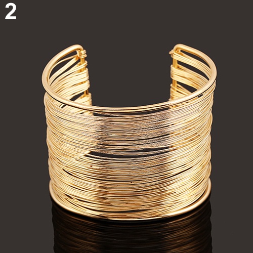 Hu Hu Hu Hu Hu Alat Bantu Pasang Kacamata♡ Gelang Bangle Cuff Lebar Model Kawat Multilayer Bahan Metal Untuk Wanita