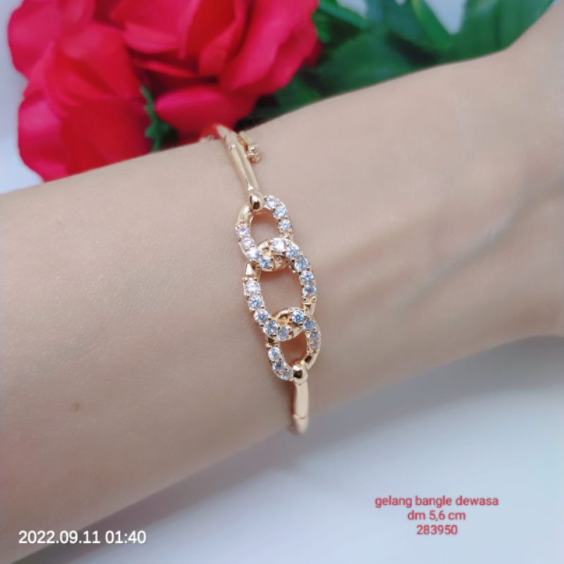 Gelang Bangle Dewasa Perhiasan Titanium Tembaga Terlaris Termurah Lapis Emas
