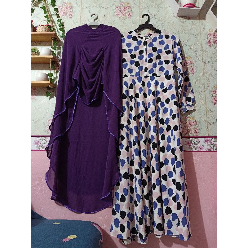 Gamis ANNISA SYARI by Asm syari preloved polkadot wolfis dress pl second