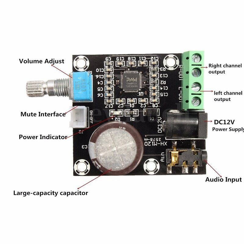 PAM8610 Amplifier 2x15w HD Digital Hi-Fi Mini Audio Ampli Class D 12v