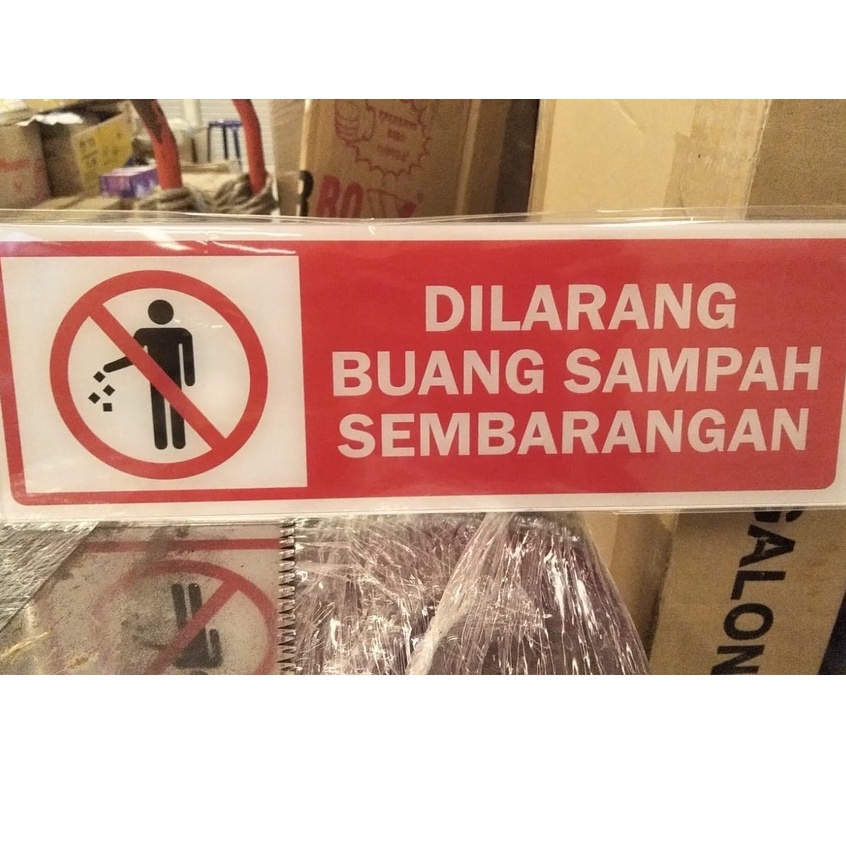 

akrilik dilarang buang sampah sembarangan 30x10cm berlubang