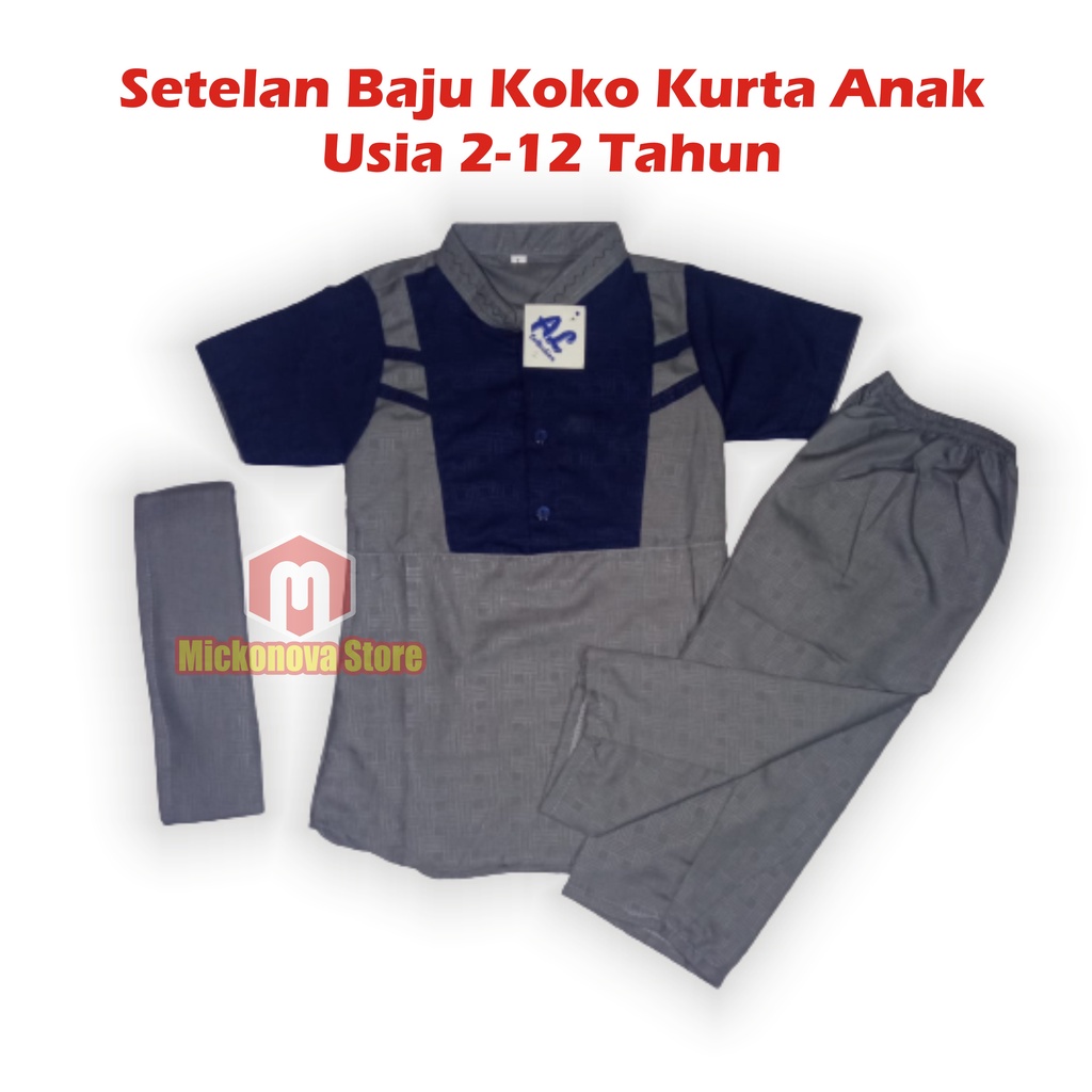 Setelan Koko Anak Pakaian Set Stelan Baju Koko Anak Laki Laki Cowo Cowok Tanggung Murah Pakaian Anak Muslim Anak Laki Laki Lengan Pendek Usia 2 - 12 Tahun