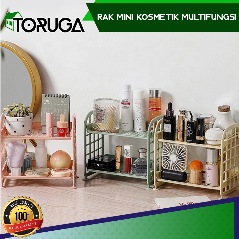 Rak plastik susun serbaguna dapur kosmetik meja desktop storage rumah - Abu-abu