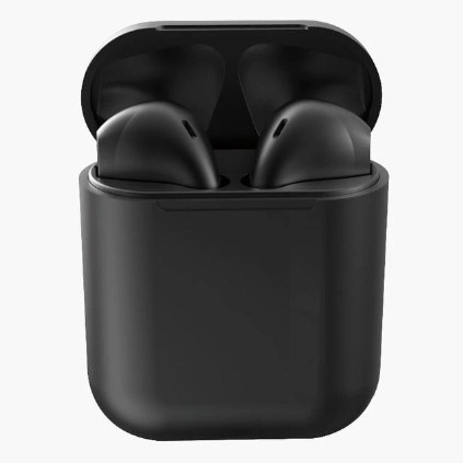 Headset Bluetooth InPods 12 Macaron TWS InPods i12 Headset Wireless Sport InPods12 Earphone Wireless-HITAM