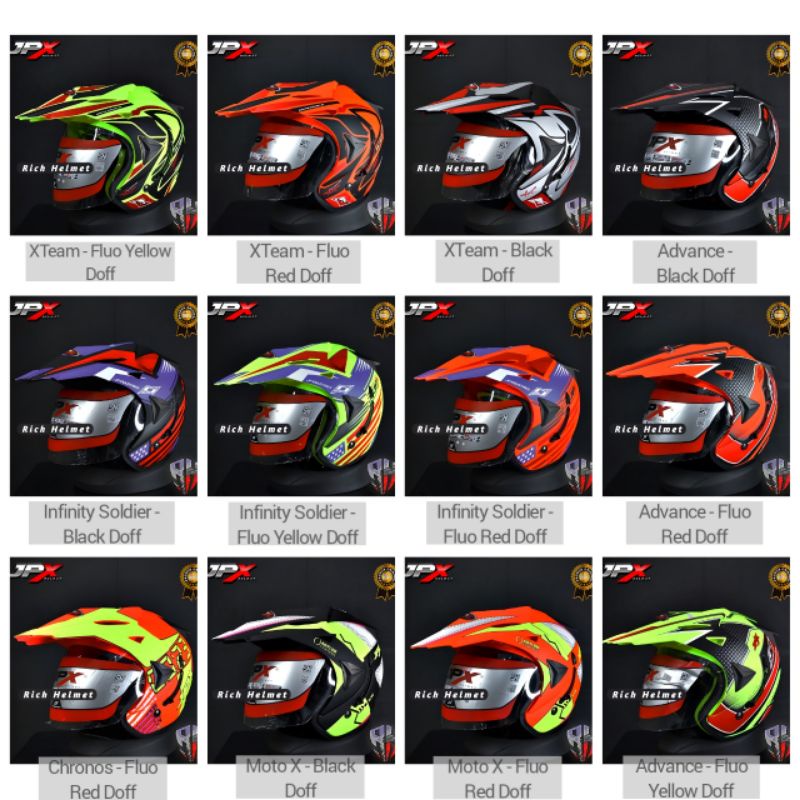 Helm JPX Supermoto Polos Motif Double Visor Original | JPX Semicross Semi Cross Moto X Advance Infin