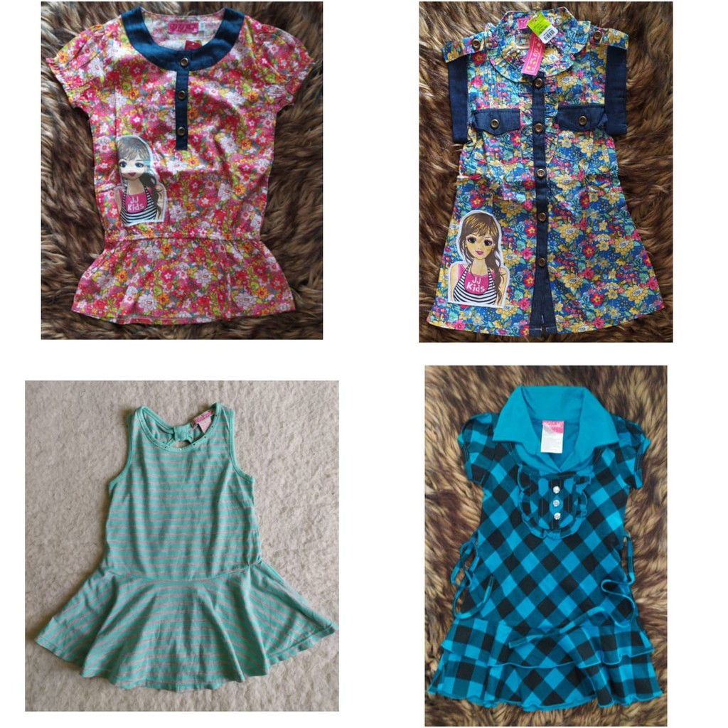 Dress anak perempuan JJ KIDS branded size 4 tahun - 8 tahun
