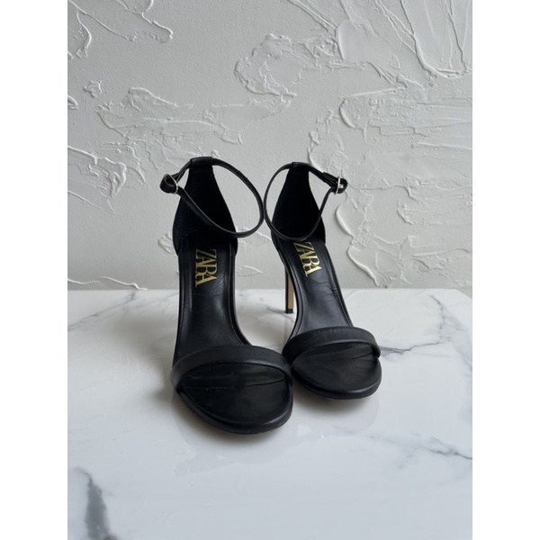 Zara Leather Ankle Strap High Heels Sandals