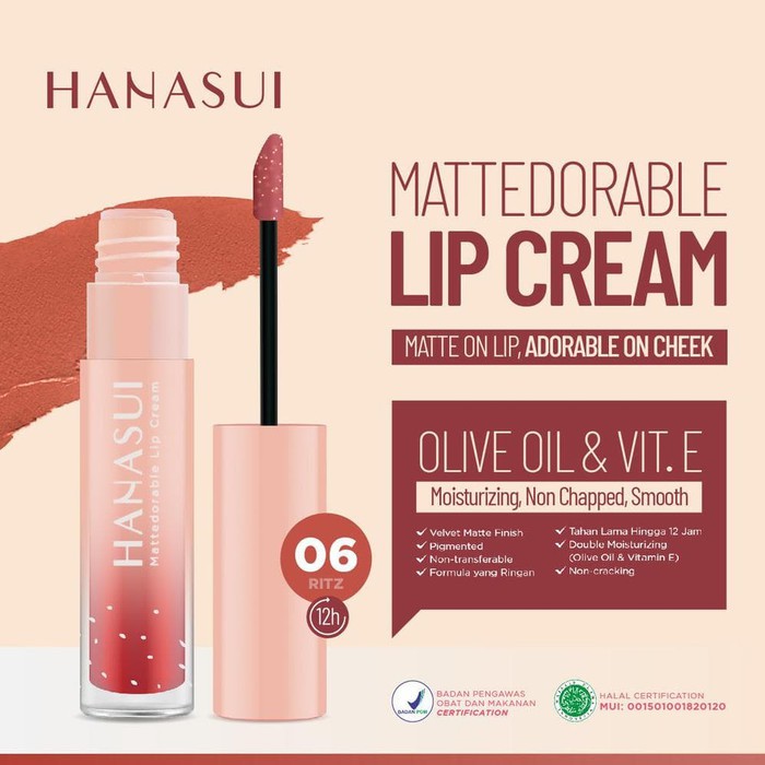 najmia Hanasui Mattedorable BOBA Lip Cream bibir blush on lip and cheek lipstik matte hanasui Boba-5