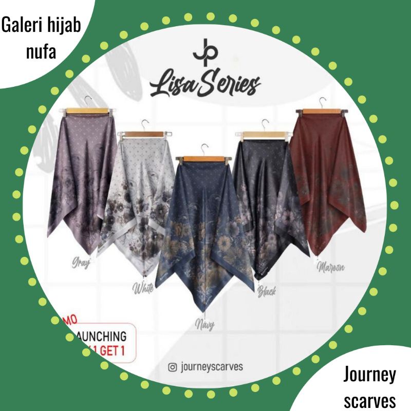 LISSA SERIES || NEW HIJAB SEGIEMPAT MOTIF JOURNEY ORI || TERLARIS COD