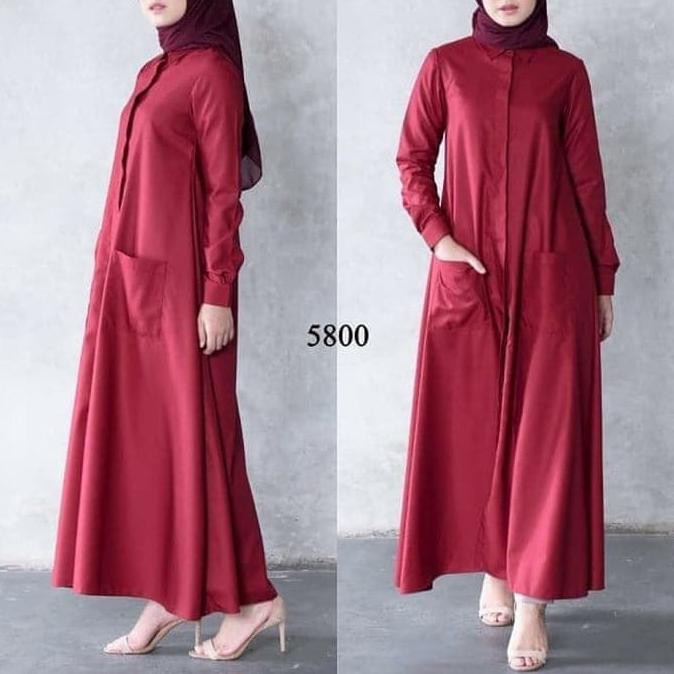 Jumbo Gamis Simpel Basic Polos Polaris Ak Bahan Katun Fit To Xl - Navy