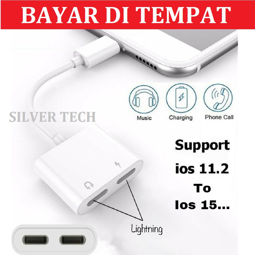 konektor Audio untuk Iphone 2in1 - Adaptor Charger Lightning + Lightning Audio