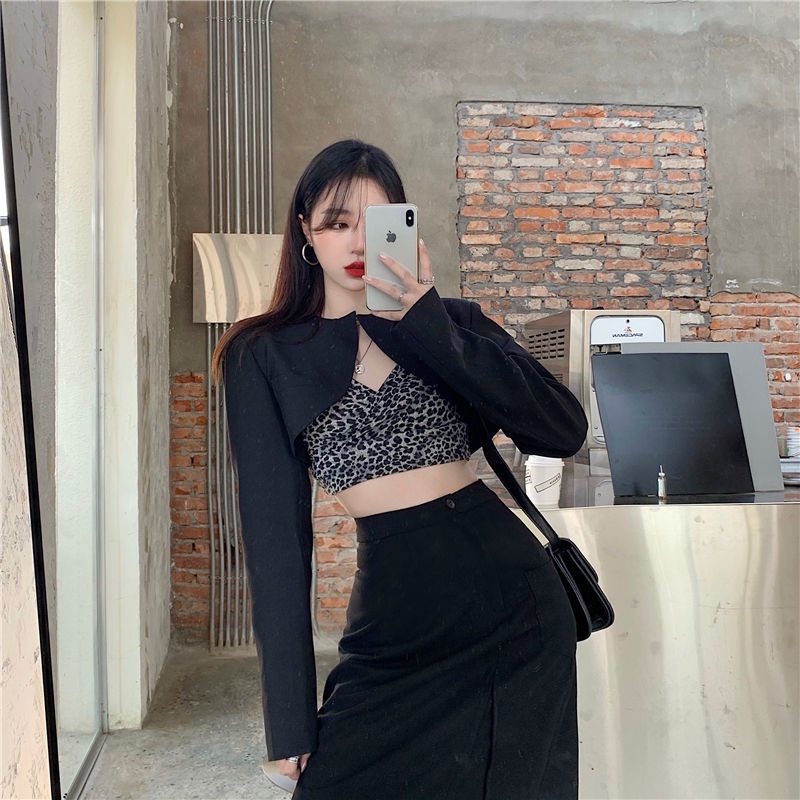 Suhao 2021 musim semi dan musim panas baru kamisol rompi wanita all-match V-neck leopard print pakaian luar bottoming tren rompi ramping