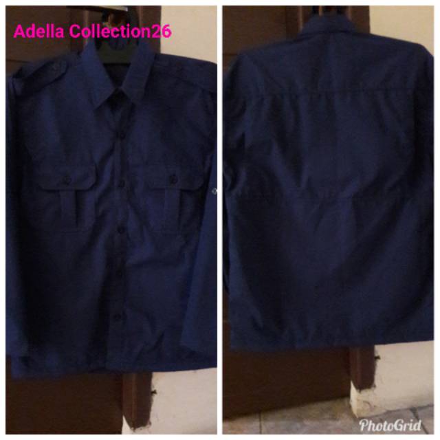 Kemeja Panjang PDL Polos Biru Dongker