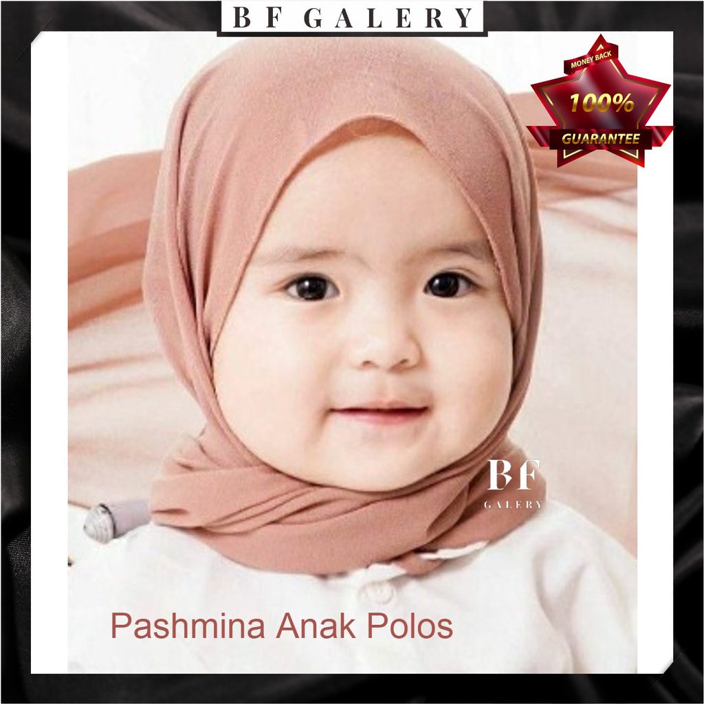 BFJ014 Pashmina Anak Polos TANPA TALI Diamond Crepe Pashmina Kain Lembut JIlbab Anak / Hijab Anak Usia 2-10thn 140x50cm Jahit Neci