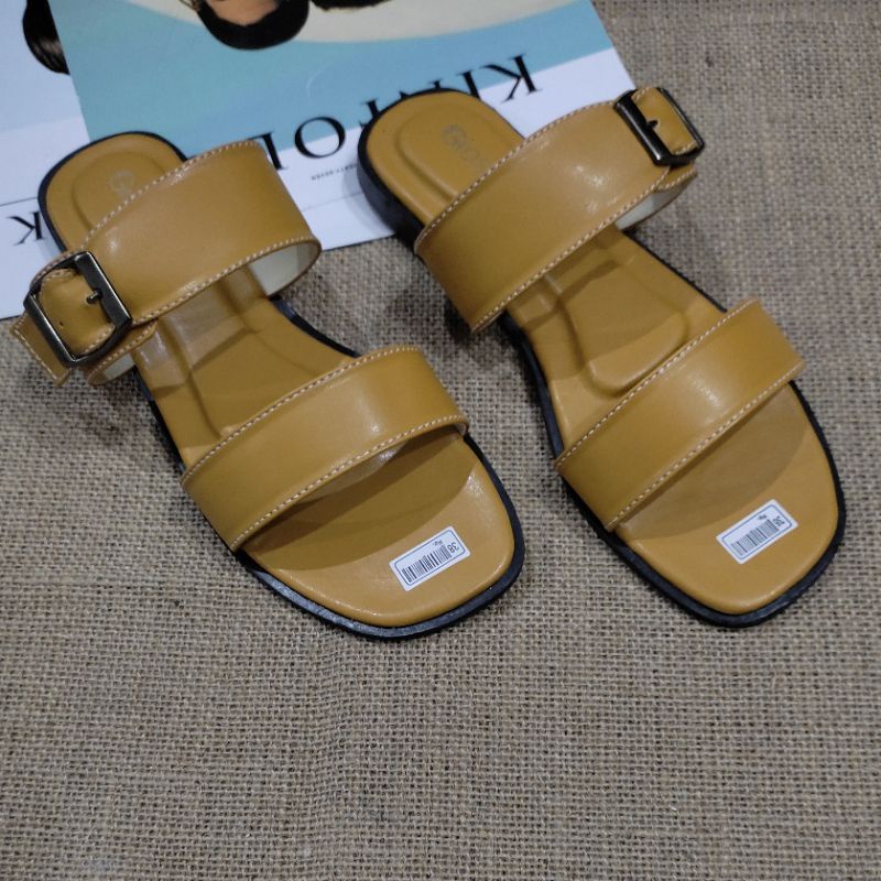 SANDAL WANITA DOUBLE STRAP TERBARU AF.01 ASLI REAL PICT