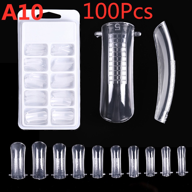 [FULL] 100Pcs Clear Cover False Nail Scale Clip Gel Acrylic Nail Art Extended Fake Nail