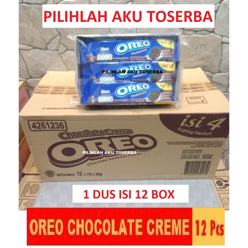 Biskuit Oreo Chocolate Creme / Cokelat Krim 12 x 38 gr ( HARGA 1 DUS ISI 12 BOX )