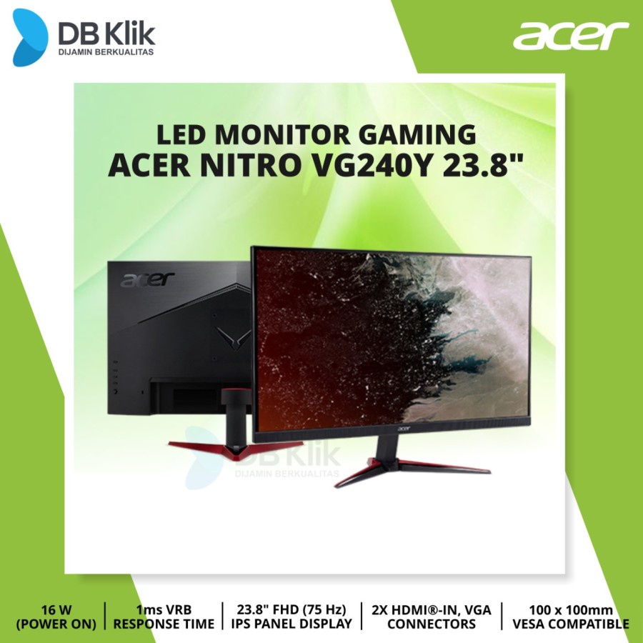 LED Monitor Gaming ACER Nitro VG240Y 23.8&quot; 75Hz FHD HDMI VGA - VG 240Y