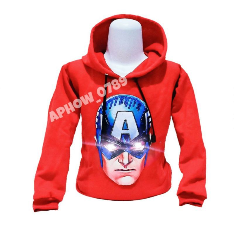 HOODIE ANAK/SWITER KUPLUK KARAKTER LED(NYALA)2-9TAHUN