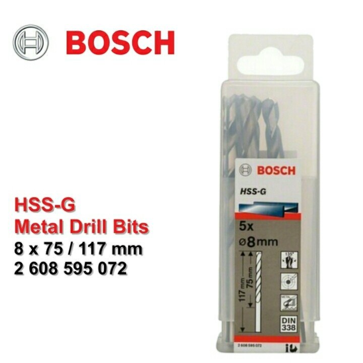 BOSCH Mata Bor HSS-G Metal Drill Bit 8.0 MM X 5 PCS