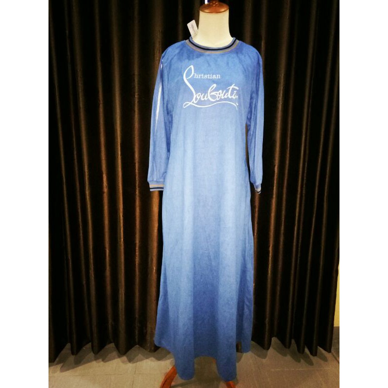 Gamis import suede biru