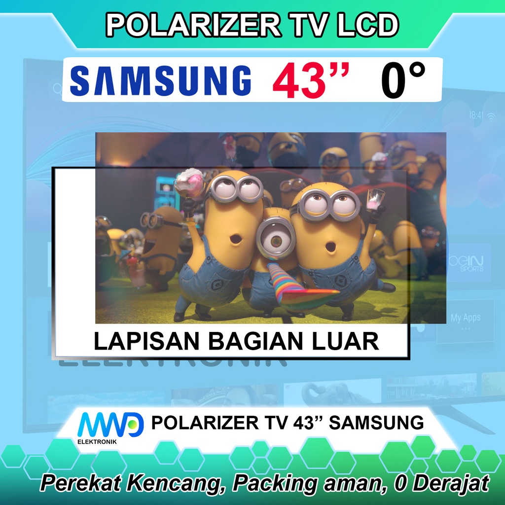 POLARIZER TV LED SAMSUNG 43 INCH 0 DERAJAT POLARIS POLARISER TV LCD LAPISAN PLASTIK LUAR INC IN