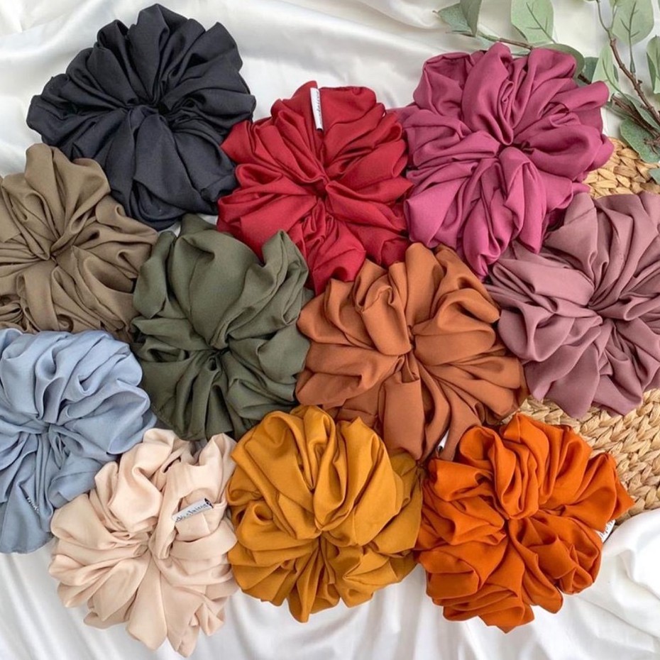 [ 𝐂𝐫𝐨𝐜𝐮𝐬 ] Pilih Warna Srunchie Jumbo Cemol Hijab / Cepol ikat rambut-4