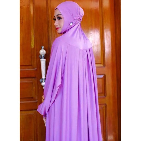 Mukena terusan dewasa  Sumayyah, mukena zamrud, baju syar'i, rukuh terusan, telekung, lilac, dusty p