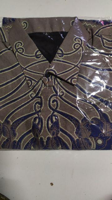 Peksi Wiyasa Biru Kemeja Batik Pria Full Furing Katun Primisima Eksklusif Batik Navy Dongker